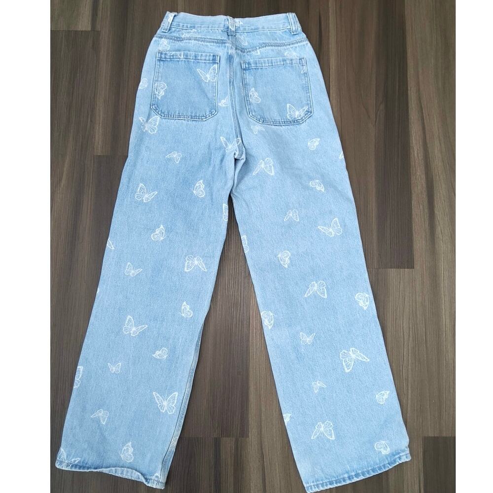 Y2k Social society butterfly denim size 5/27 wide leg jeans junior blue jeans - Picture 2 of 7